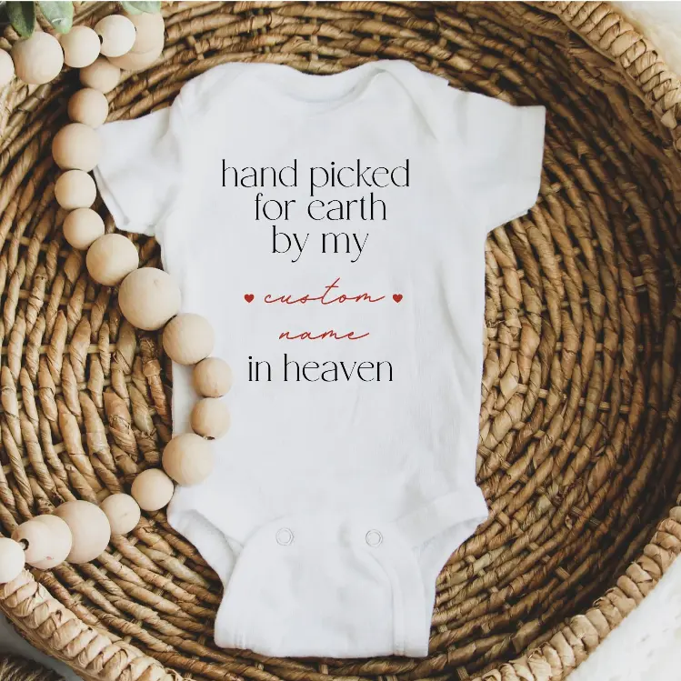 Handpicked For Earth Onesie, In Heaven Onesie, Baby Announcement Onesie, Custom name Onesie, Baby Onesie, Baby Clothes, Coming Home Cute Outfit, Funny Baby Onesie BodySuit or Toddler T-Shirt, Gift for kids, Gift for new moms
