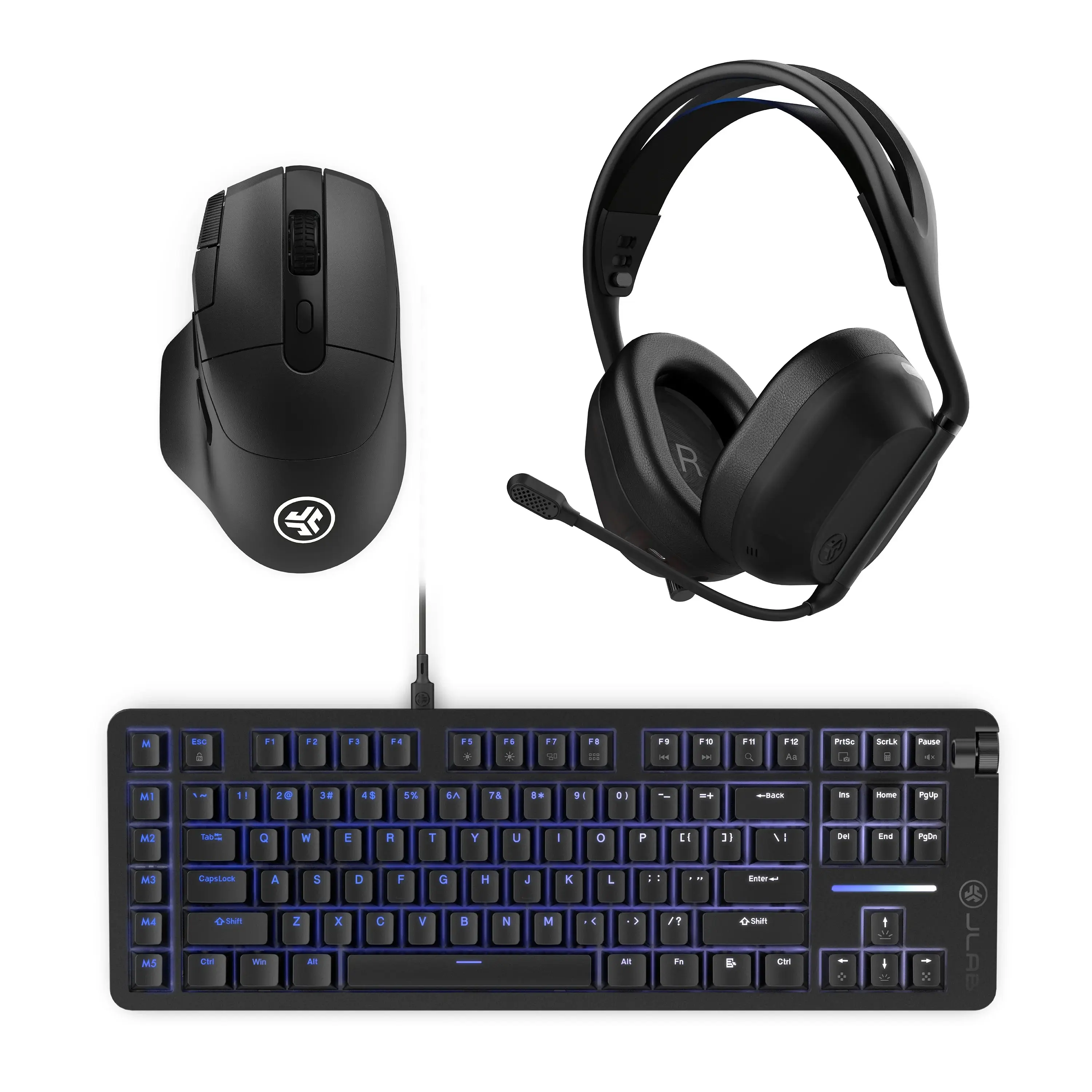 JLab Midnight Wireless Gaming Headset + Mouse + TKL Keyboard Bundle | 100Hr Battery 50mm 16K DPI RGB Per-Key PC PS5 Switch Mac summerwins