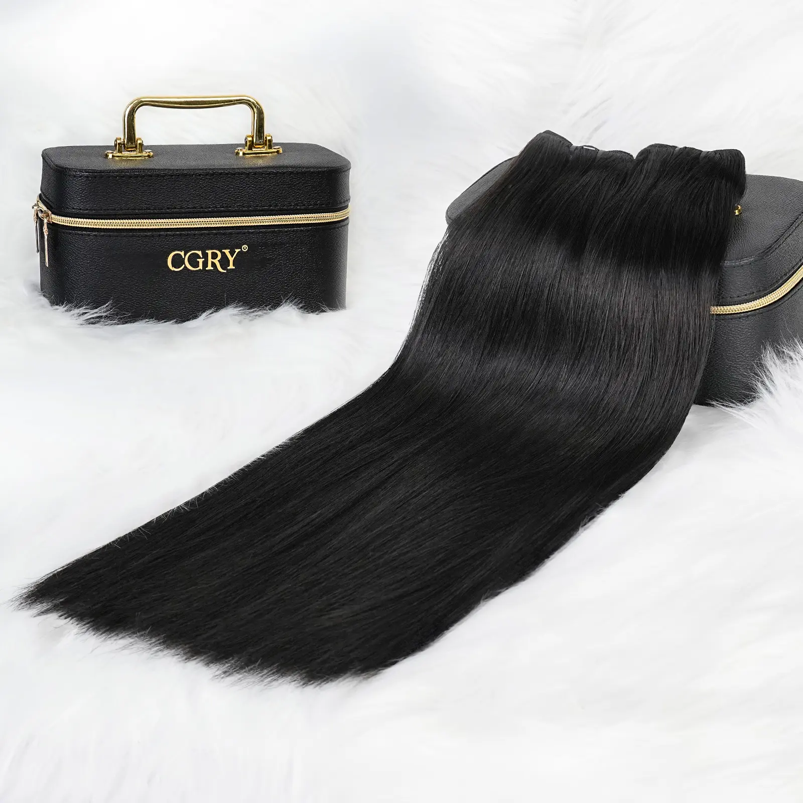 CGRY Hair 18A Raw Indian Straight Human Hair 3 Bundles 100% Unprocessed Virgin Hair Extensions Thick Full Ends Natural Black Silky Soft Luxury Reusable