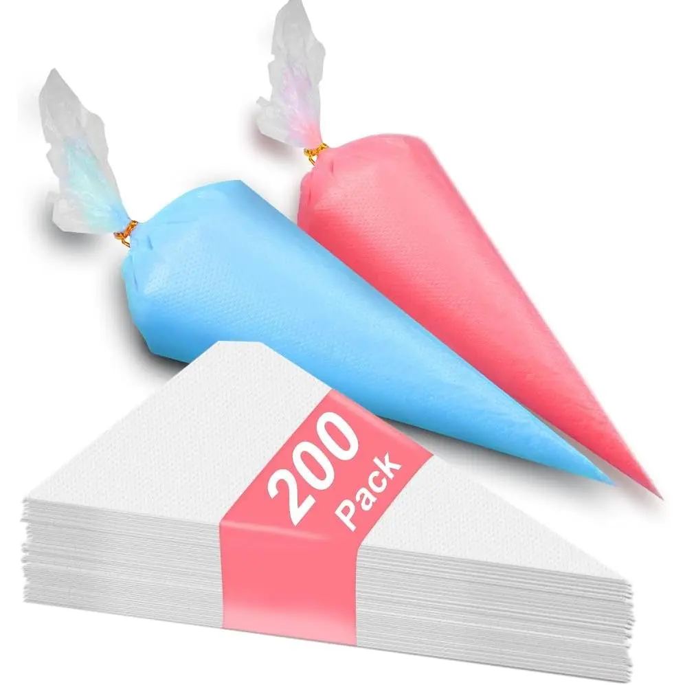 200 count Disposable Icing Piping Bags - 12 Inch Pastry Bag Frosting Bags for Cake Cookies Baking Decorating - Plastic Tipless Piping Bags