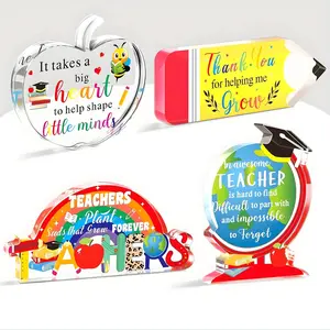Acrylic Teacher Appreciation Gift Set, Inspirational Desk Decorations, Desk Signage Decoration, Acrylic Plaque, Acrylic Desktop Sign, Perfect for Classroom, Office, School, Teacher's Day, Birthday
