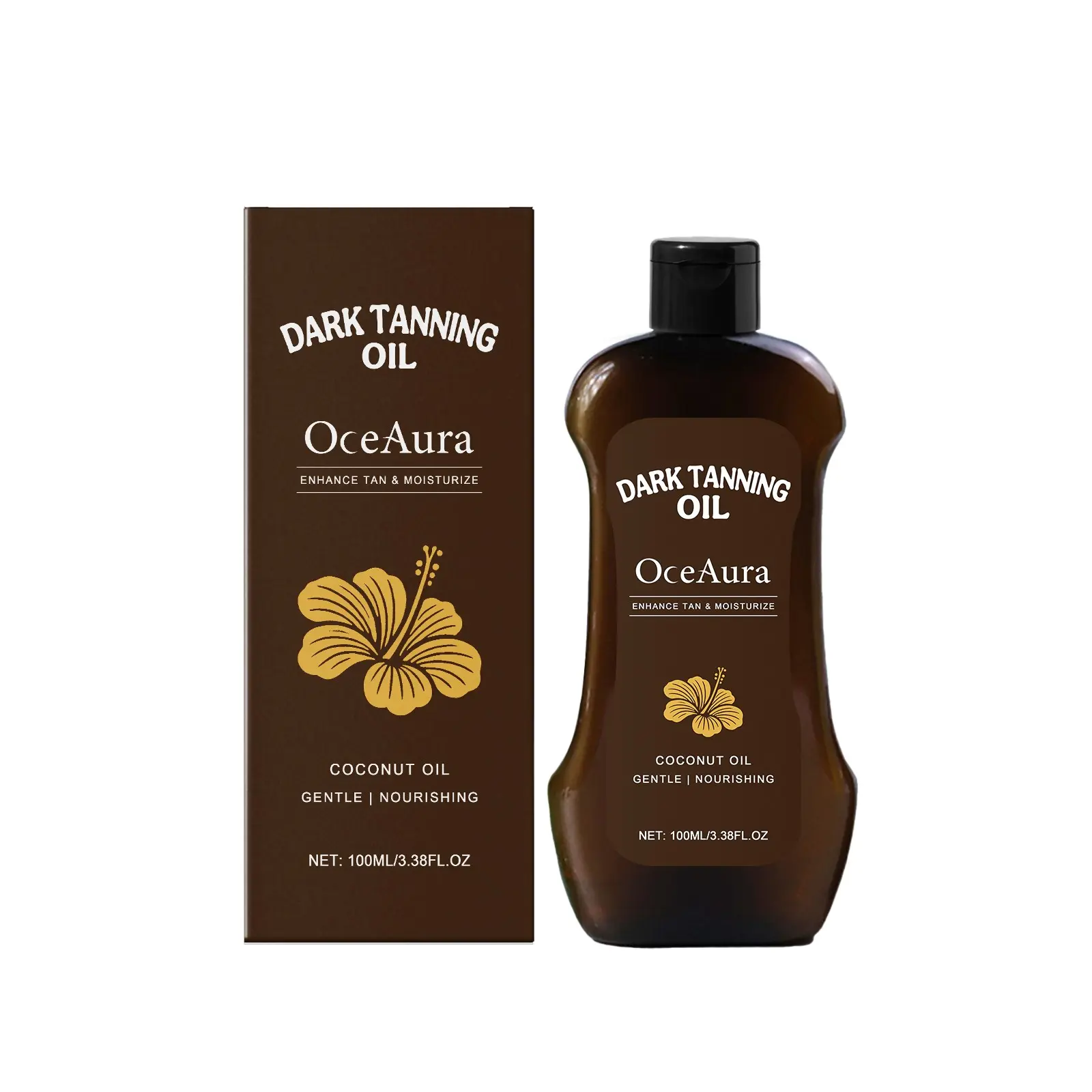 OCEAURA Dark Tanning Oil Coconut Long-Lasting Tan Glow Radiant Deep Moisturizing Nourishing Moisturizer Body Tanning Oil Body Care Tanning Enhancer Tanning Products