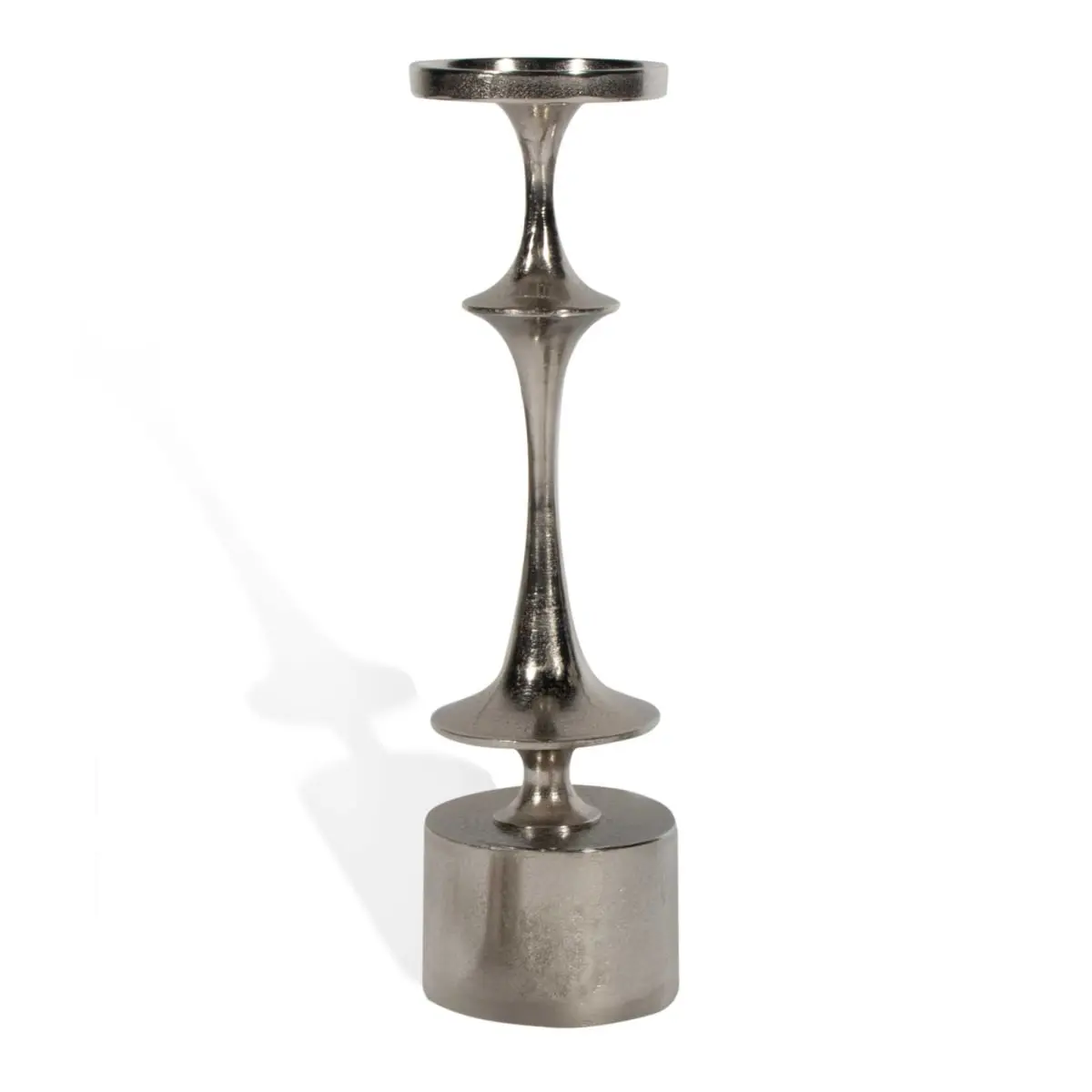 18x5x5" Silver Geometric Pillar Metal Tabletop Candlestick Holder - 360-Degree Rotatable, Distressed Look, Contemporary Stand, Home Decor, Wedding Decoration, Gift Idea, Candlestick Holders