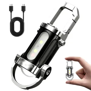 1PC Super Bright Mini Keychain Flashlight, Rechargeable Compact Pocket Light with 7 Light Modes, Suitable for Running, Walking, Camping, Fishing, Hiking, Portable Led Flashlight