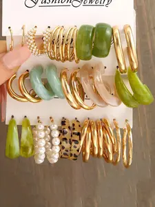 Mixed Color Hoop Earrings,  Earrings for Women, Fashionable Earrings, Fashion Jewelry for Party, Daily Clothing Decor, Trendy All-match & Exquisite Jewelry for Birthday Gift, High Quality Earrings