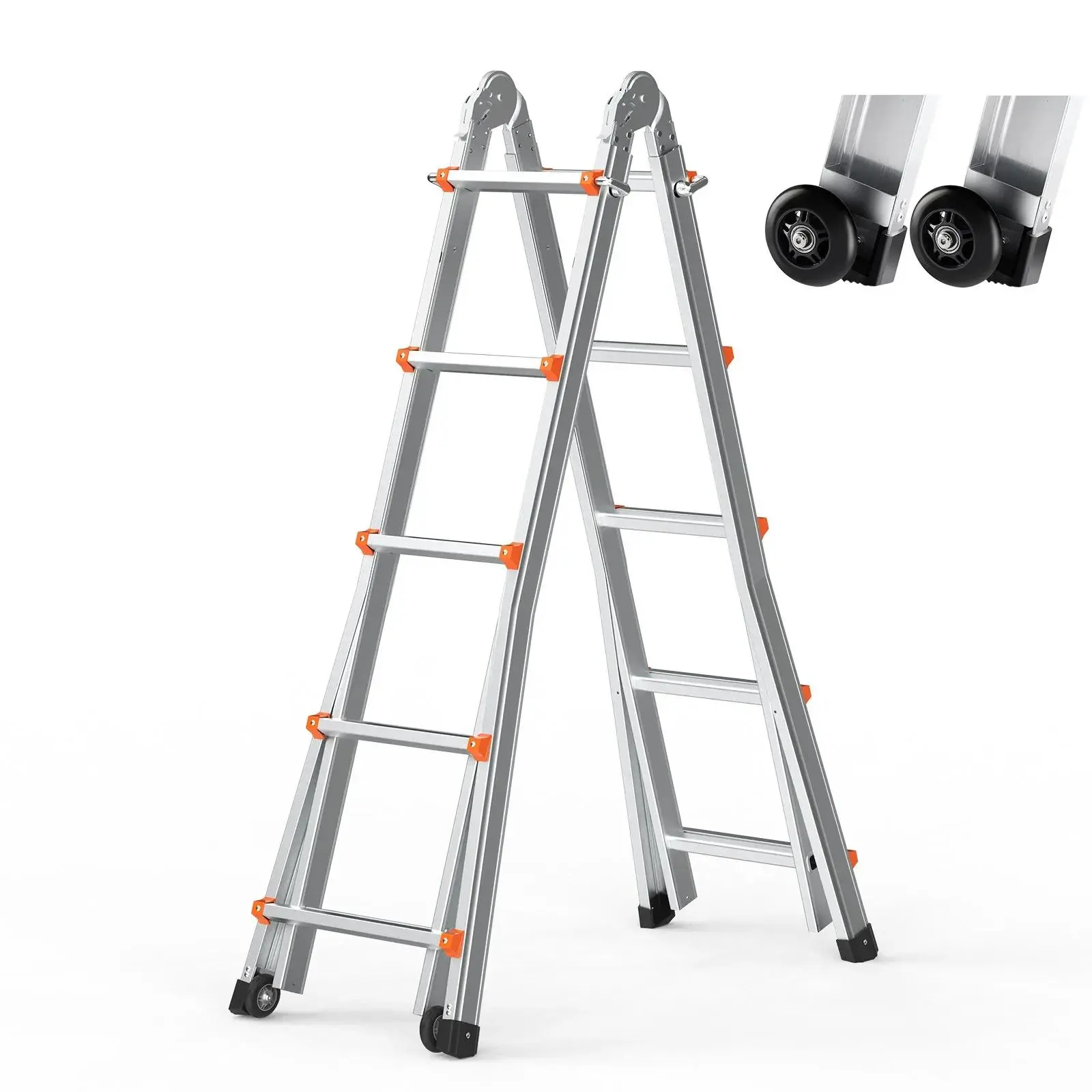 【SummerFinds】VEVOR Telescoping Ladder A Frame, 17 FT Compact Aluminum Extension Ladder, Multi-Function Portable Collapsible RV Ladder, Telescopic Ladder for Homework Stairs Indoor Outdoor Roof, 330lb Load