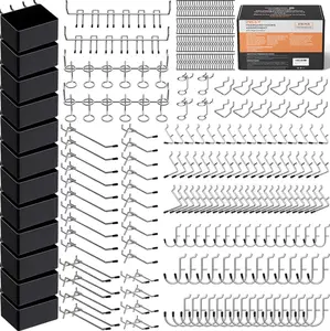 278PCS Pegboard Accessories Organizer Kit with Hooks Bins and Tool Holders, Pegboard Hook Assortment for Garage Wall Storage, Fits 1/8 and 1/4 Inch Peg Boards, Workshop Tool Organizer Set