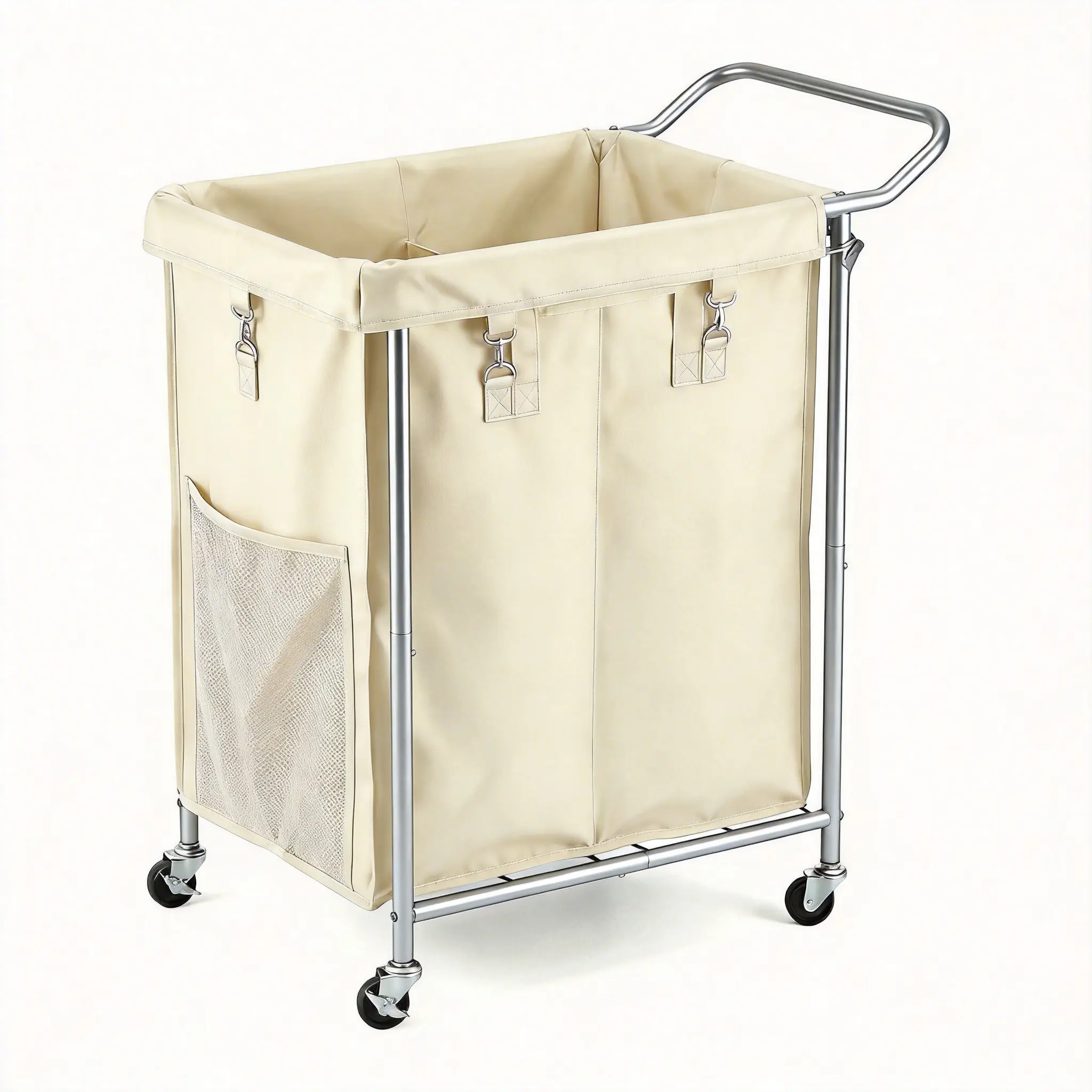 2 Partitioned Rolling Laundry Hampers, 150L/110L Laundry Hampers with Wheels, Easy to Go Up and Down the Stairs, Suitable for Rental Homes, Bedrooms, Bathrooms, Dorms, Black with Metal Frame and Removable Bag Dirty Clothes Basket