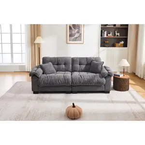 Casual 3-seater chenille pleated sofa Gray