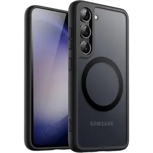 Magnetic Case for Samsung Galaxy S23 5G 6.1-Inch, Compatible with MagSafe, Translucent Matte Back Shockproof Phone Cover (Black)