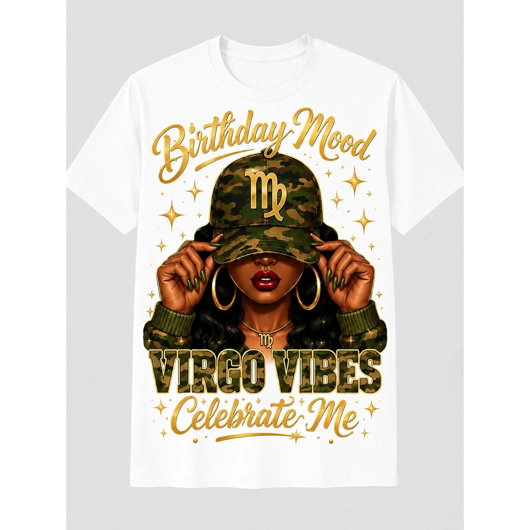 Short Sleeve Graphic T-shirt, Birthday Mood Virgo Vibes Printed Top, Celebrate Me Astrology Tee, Women Fashion Casual Crewneck Shirt, Stylish Letter Print Graphic Top, Comfortable Everyday Wear, Trendy Birthday Gift Idea, Relaxed Fit Tee