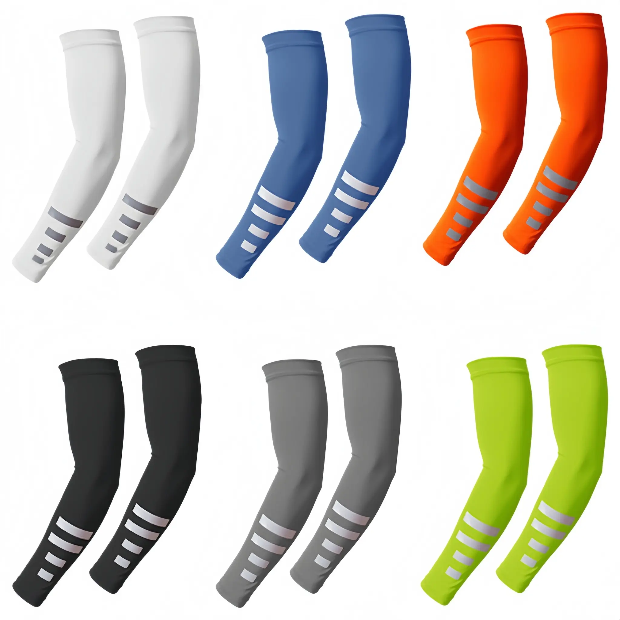 UPF50+ Sun Protection Arm Sleeves,Reflective Strip Design,Anti-slip,Breathable,Comfortable,Tattoo Cover for Cycling Golf Running Hiking Outdoor Sports
