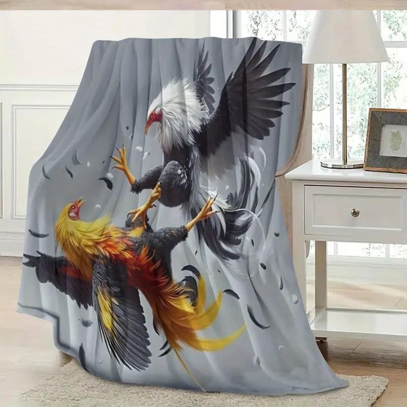 Soft Funny Throw Blanket Fun Rooster Modern Printed Velvet Blanket, Suitable for Home, Outdoor Camping, Bed, Sofa, Friends and Family Birthday Gift Blanket