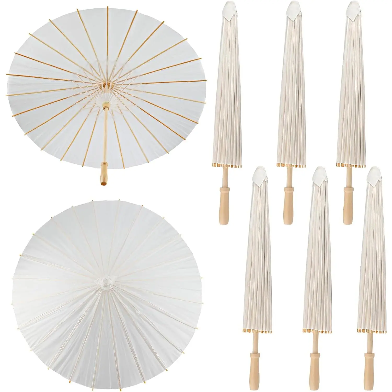 6 count 33 Inches Large White Paper Umbrellas Parasol Decorative Chinese  Parasol Rainproof Oiled Paper DIY Painting Umbrellas for Wedding Bridal Showers Party Decor (6 PCS)