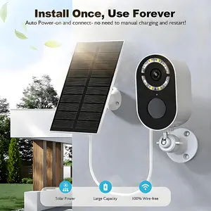 [SummerVibes] Solar Power Outdoor Security Camera, 5200mAh Battery Powered Indoor/Outdoor IP66 Waterproof, 2.4GHz WiFi Night Vision, Two-Way Audio, Spotlight Alarm, AI Motion Detection