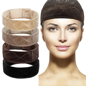 Velvet Wig Grip Band Adjustable Non-slip Lace Hair Band with Velcro Comfortable Secure Wig Holder for Daily Wear Knotted Headband Zigzag Headband Glueless Curly Headband