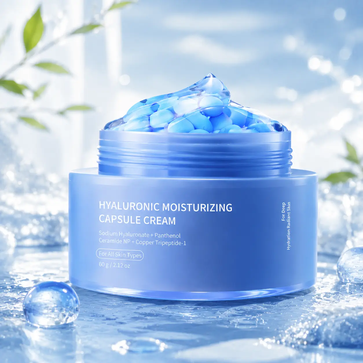 Hyaluronic Acid Capsule Moisturizing Face Cream | Deep Hydration Skin Barrier Repair Moisture Lock Plumping Effect Smooth Radiant Healthy Looking Skin Daily Skincare Routine Home Office Travel Use Gift Ready Mothers Day Skincare Gift