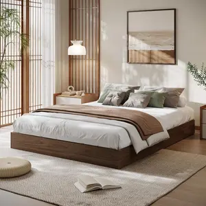 【Christmas Gift】Full Size Wood Platform Bed Frame Wooden Bed Frame Without Headboard Wood Slat Support No Box Spring Needed Easy Assembly Walnut