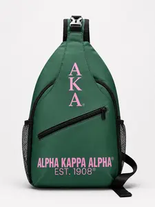 Alpha Kappa Alpha Sling Bag – Pink & Green Waterproof Crossbody