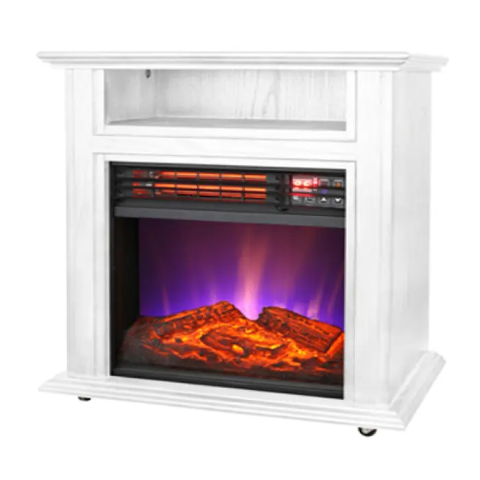 White Wall-Mounted Quartz Mobile Fireplace, Home Decor for Living Room