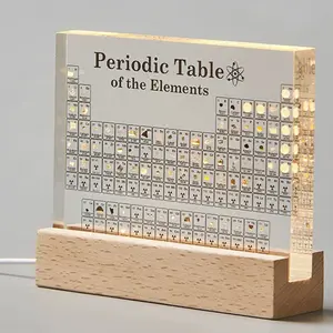 MegaBox Large Element Periodic Table with 83 Real Elements, Acrylic Periodic Table Display with Wood