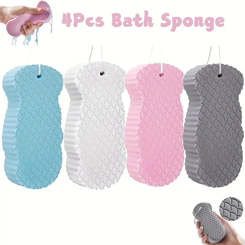 4-Pack Exfoliating Glove Fish Scale Sponges, Gentle & Painless for Dead Skin Removal, Luxury At-Home Spa & Shower Must-Have, Exfoliating Shower Scrubber, Multi-Color, Bath Accessories, Exfoliating Body Care