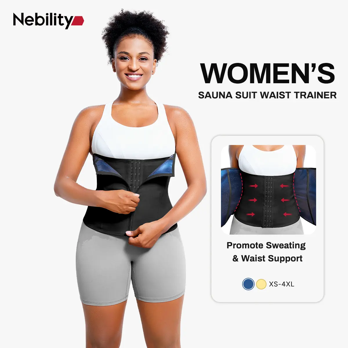 Nebility Women's High Waisted Faja Shapewear - Firm Waist Trainer with Waist Reduction, Abdominal Control Belt, Comfort Belt Closure, Gym Workout Compression, Alignment & Slimming, Body Contouring (XS)