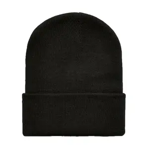 Unisex Black Ribbed Double-Layer Knit Beanie Hat for Winter Season - 100% Soft-Touch Acrylic Material bluetooth  beanie