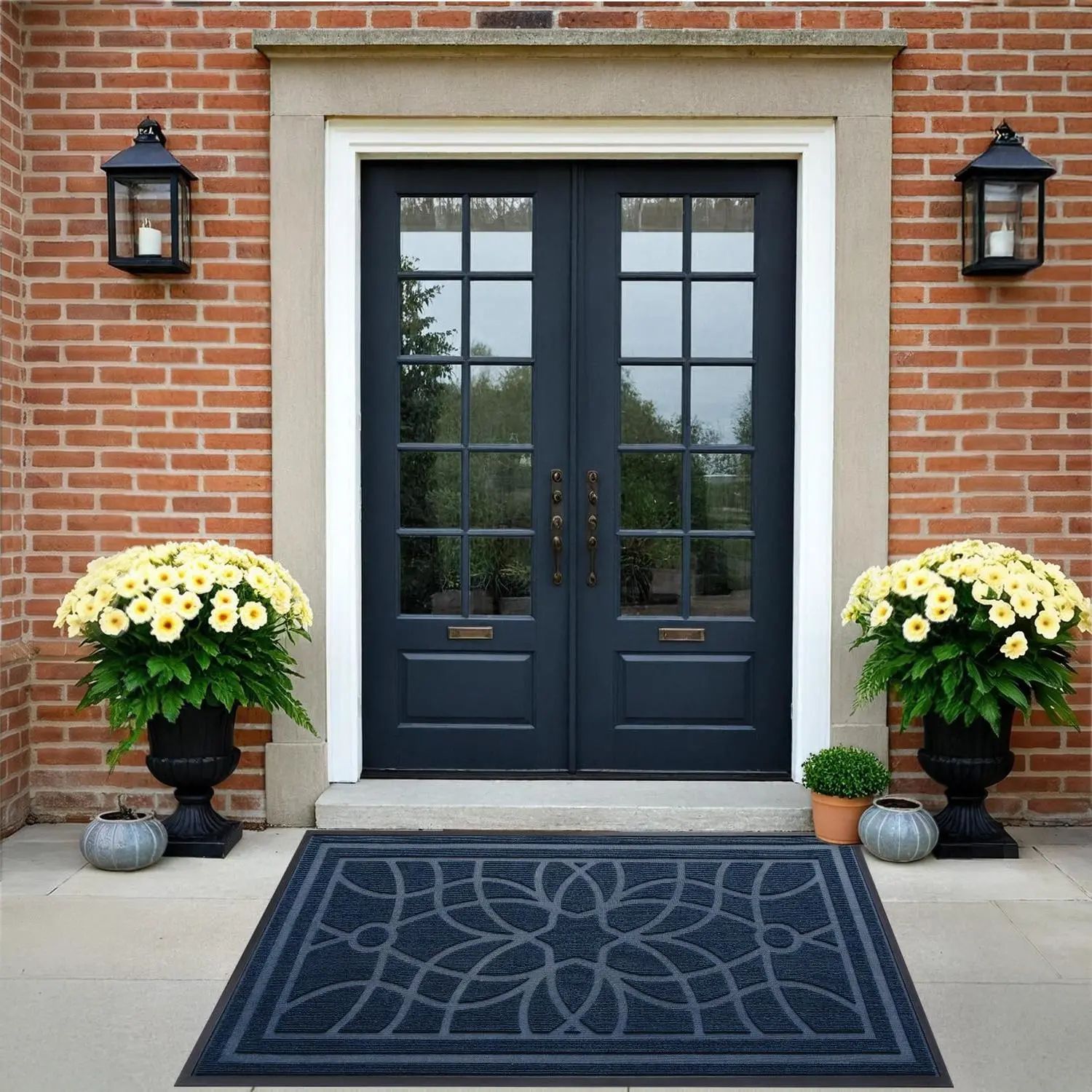 DEXI Heavy-Duty Non-Slip Low-Profile Welcome Floor Mat, Outdoor Front Door Entryway Rug, Dirt-and-Moisture Trapping, Easy-to-Clean Patio Mat