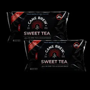 Cane Brew Sweet Tea 2 Pack - All-in-One Tea & Sugar Bags - Makes 4 Gallons - 8 Half-Gallon Size Resealable Flaps - Non-Returnable Product