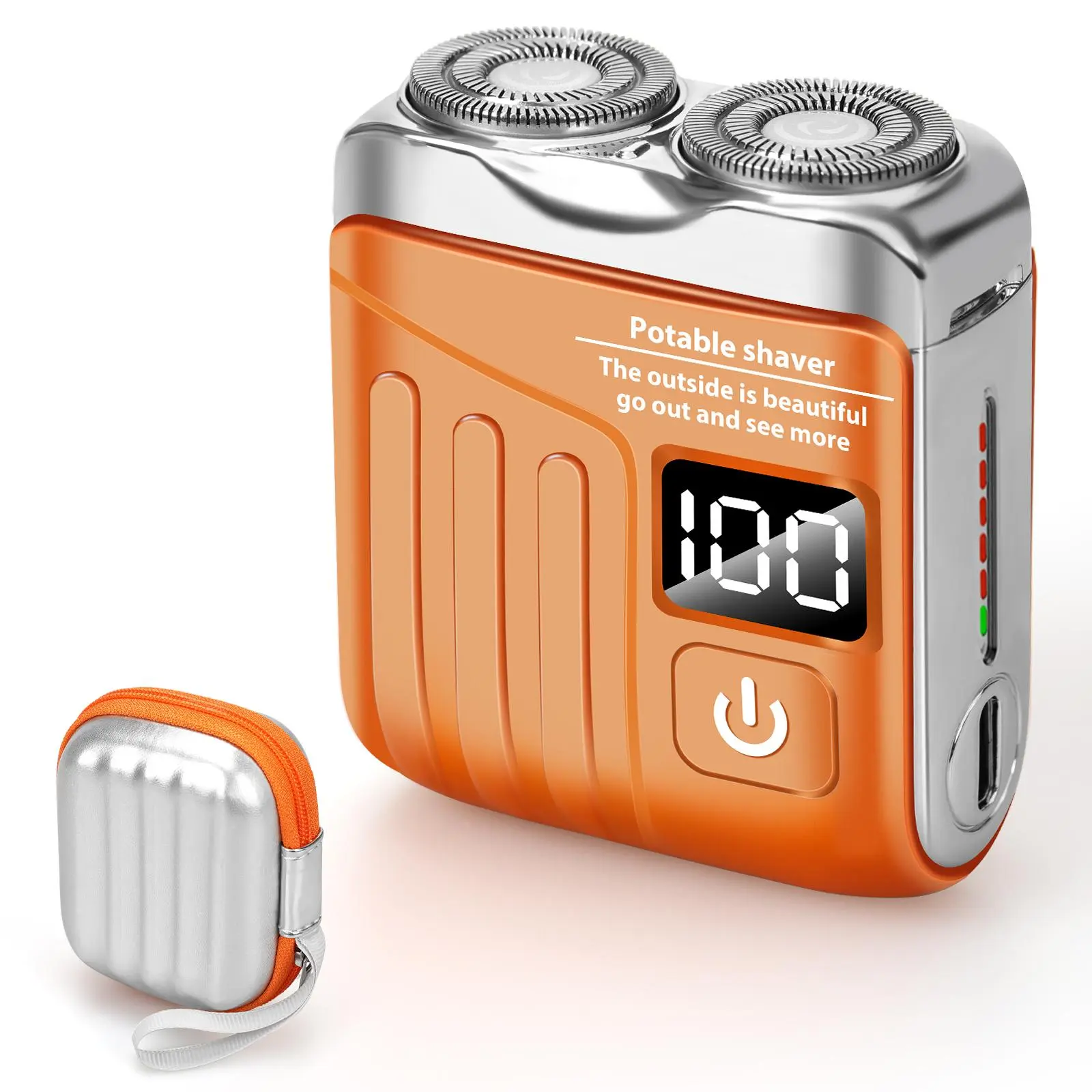 2025 New Men's Portable Mini Electric Shaver, R-12 Luggage Electric Razor with Double-Ring Magnetic Cutter, Waterproof Fast Charging for Home Travel Steel Case