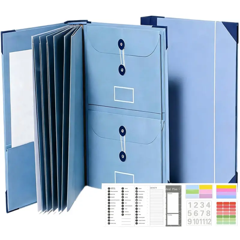 Accordion File Organizer for Important Documents, Manila Pocket Document Folder with Labeled Pockets, Expanding Folder for Passports, Birth Certificates, Important Papers, Office & Home Storage
