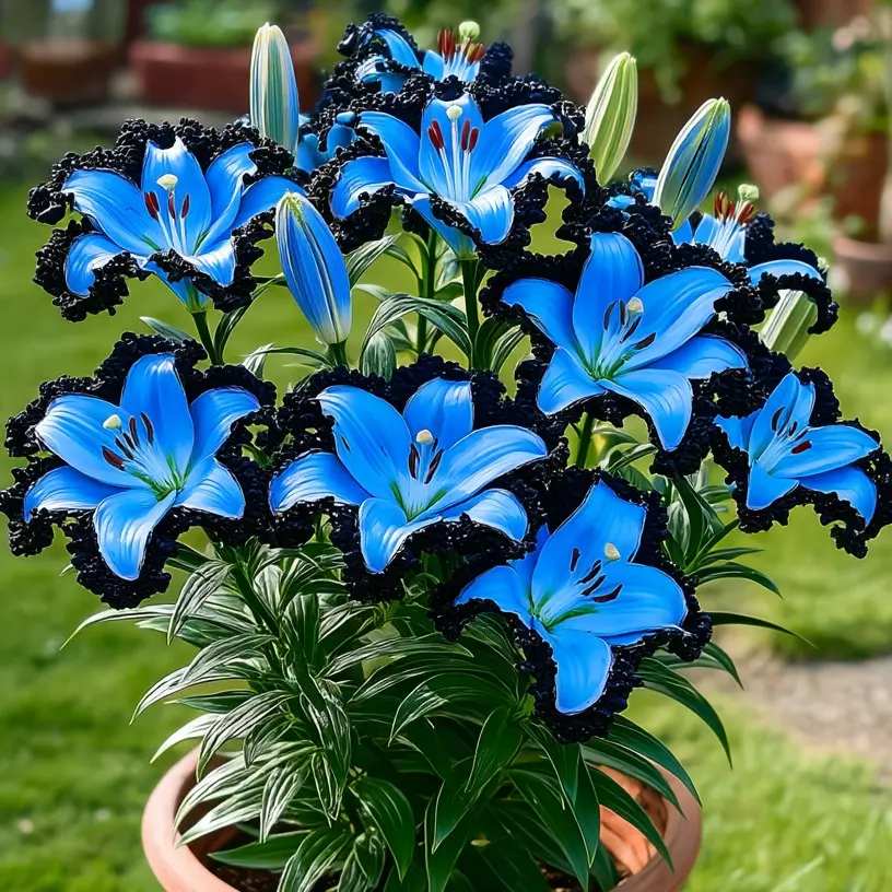 100 Pcs Lily Flower Seeds Fragrant OrientalTrumpet Hybrid Sky-to-deep Blue Petals Easy toGrow for Stunning Garden Display