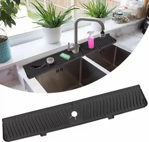 1pc Silicone Drain Mat – Anti-Slip Splash Guard for Kitchen & Bathroom Sinks, Water Catcher Tray, Faucet Drip Pad, Durable Silicone Drainage Mat for Farmhouse and Modern Sinks