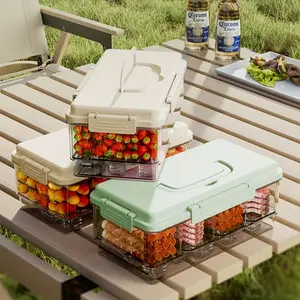 Portable Food Grade Storage Box with Dividers, Food Storage Containers, Ideal for Outdoor Camping and Picnics, Also Acts as a Small Portable Fridge, Stackable Storage Containers