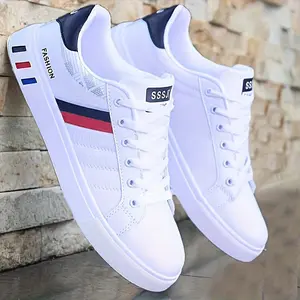 Men's Fashionable Woven Knitted Breathable Sports Shoes Comfortable Non-Slip Lace-Up Sneaker for Outdoor Activities Boy Footwear Athletic Trainer