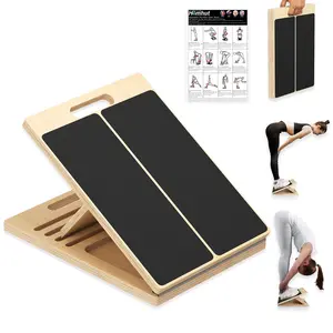 Heavy Duty Adjustable Wooden Slant Board Calf Stretch Trainer for Home Gym Workout Squats Leg Ankle Heel Flexibility Pain Relief