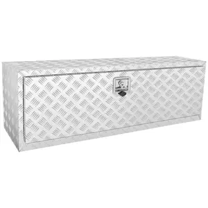 fathersdaygift VEVOR Underbody Truck Box, 48×17×18 Pickup Storage Box, Heavy Duty Aluminum Diamond Plate Tool Box with Lock and Keys, Waterproof Trailer Storage Box with T-Handle Latch for Truck, Van, Trailer