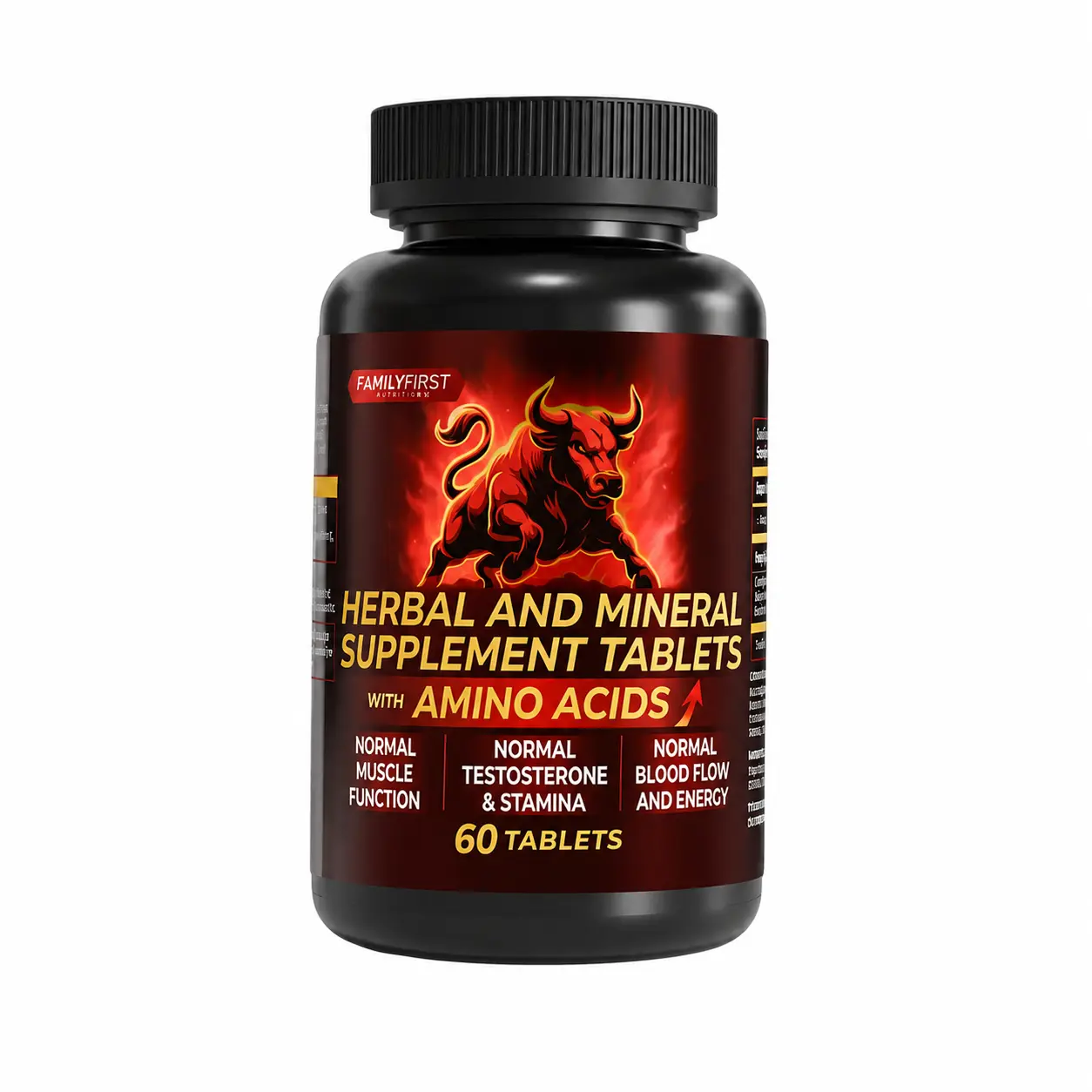 Family First Nutrition Edible Healthcare Tablet Dietary Supplement - Blood Circulation, Prostate, Fitness Benefits, Ginseng Energy & Focus Amino Acids, Black Pepper Botanical Blend, Nitric Oxide Regulation (60 Tablets)