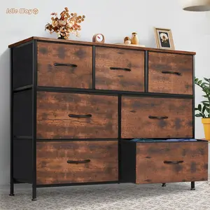 Idle Way Home Dresser For Bedroom Fabric Closet Organizer With 7 Drawers Metal Frame Wood Tabletop Chest Storage Tower For Nursery Living Room Entryway Minimal Modern Design