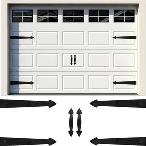 Classic Style Magnetic Garage Door Hardware Kit - 4 Magnetic Hinges + 2 Decorative Magnetic Handles for Iron Garage Doors