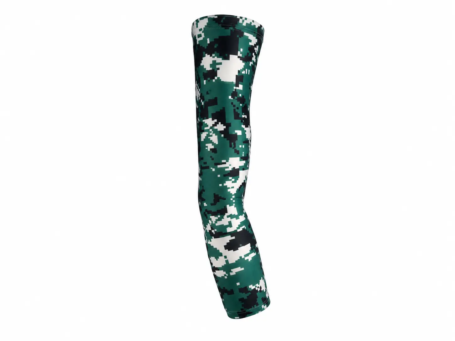 Digital Camo Compression Arm Sleeve - Green White, UV Protection, for Adult & Youth Sports, Gym Use