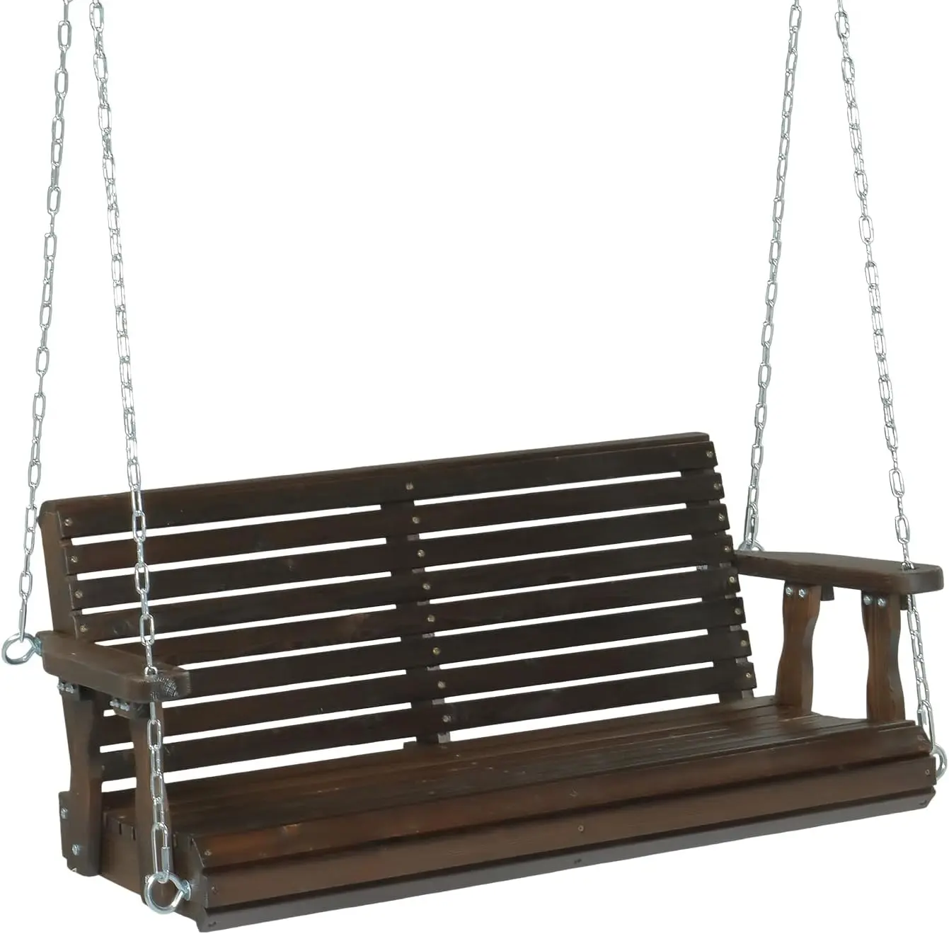 VINGLI Upgraded 4 FT Classic Stable Patio Swings Chair, Heavy-Duty 880 LBS Rustic Wooden Porch Bench with Hanging Chains, Home Outdoor Furniture for Courtyard Garden Floor Use