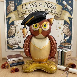Standing Owl Graduation Theme Balloon, Aluminum Foil Thick Material, 4D Inflatable Standing, Graduation Party Decor, Photo Props, Event Supplies, Graduation Decorations