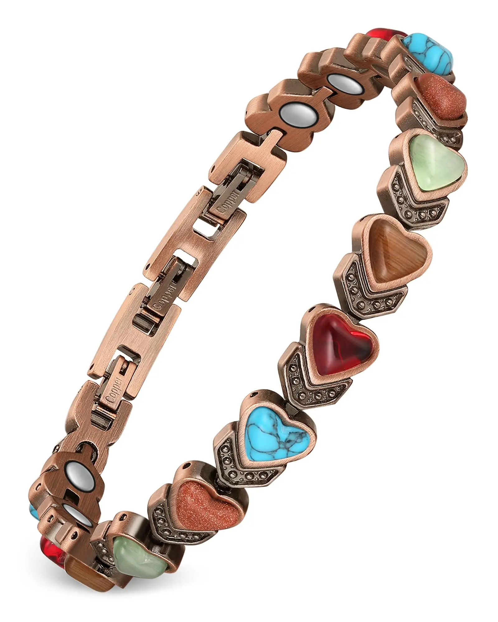 Copper Bracelet for Women, Magnetic Copper Bracelets, Magnetic Turquoise Copper Bracelets with Adjust Tool tiktokshopbacktoschool