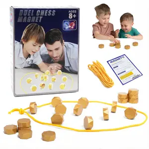 Magnetic Battle Game Chess - Fun for 2 Players! Includes 20 Magnetic Coins, Rope & Bag. Ideal for Family Game Night, Travel, Parties.