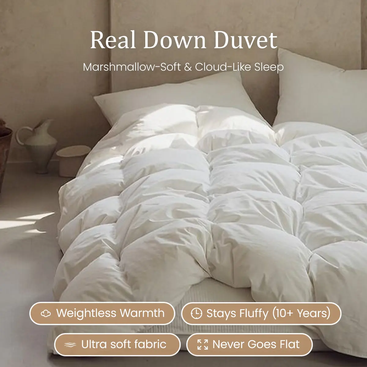 APSMILE Durable Feather Down Duvet Insert - 400TC Silk Touch, Cooling, Cloud-Like Fluffy, Lightweight, All Seasons, Sweat-Cooling Core, Hotel Bedding (Multi-Size: Twin, California King, Oversized King) | Machine Wash, Mid-Year Sale, Home & Bedroom Decor