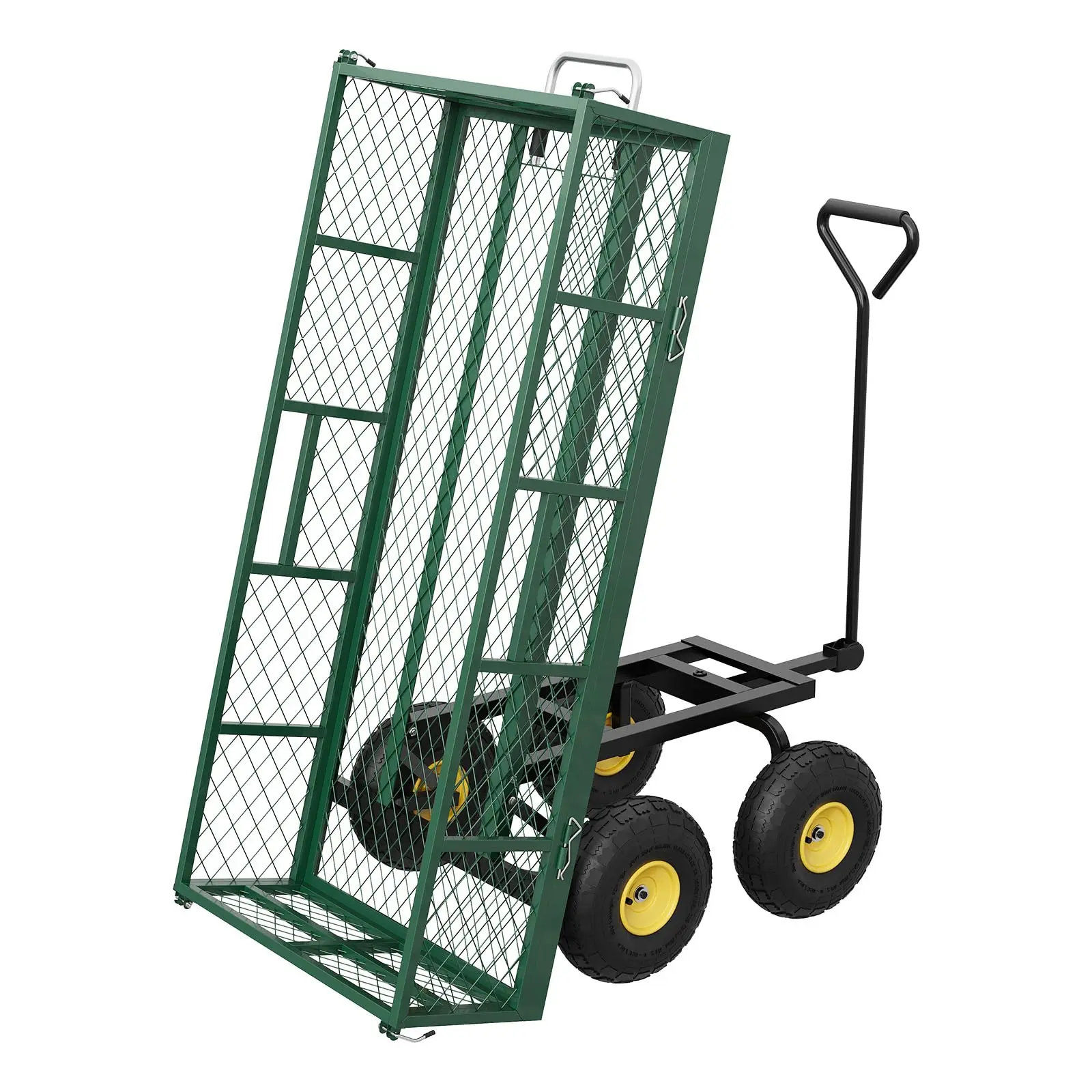 Garvee Steel Garden Cart with 900 Pounds Capacity, Removable Sides, Converts to Flat Bed, Durable Garden Cart with 180° Swivel Handle and 10-Inch Wheels, Dump Cart
