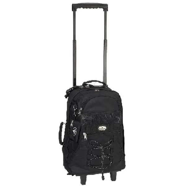 212 MAIN Everest 7045WH-BK 18 in. Rolling Backpack, Telescopic Handle, Side Pockets, and Detachable Pouch