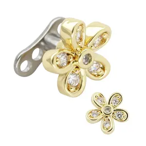 1pc G23 Titanium Micro Dermal Anchor Flower Top with Base Dermal Piercings Surface Skin Diver Implant Piercing Body Jewelry